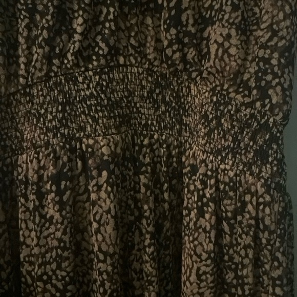 Black and Brown Midi Flutter Sleeves Smock Dress XL - Picture 5 of 10